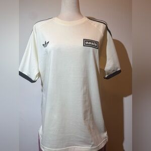 Adidas x Oasis White Short Sleeve Tee for Men - Three Stripes size LG - Live 25